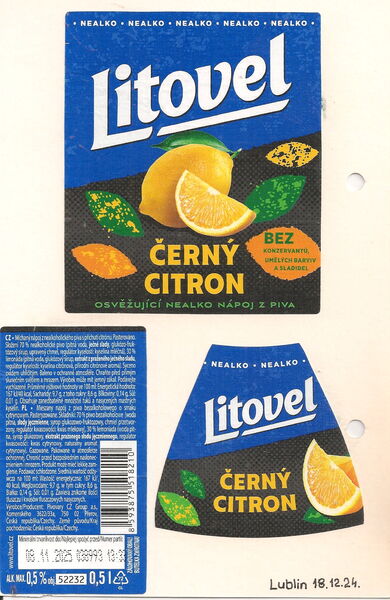 Litovel Cerny Citron Nealko