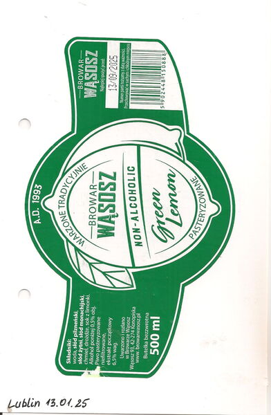 Wąsosz Non-Alcoholic Green Lemon