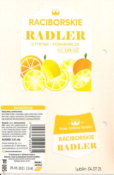 Raciborskie Radler Cytryna Pomarańcza