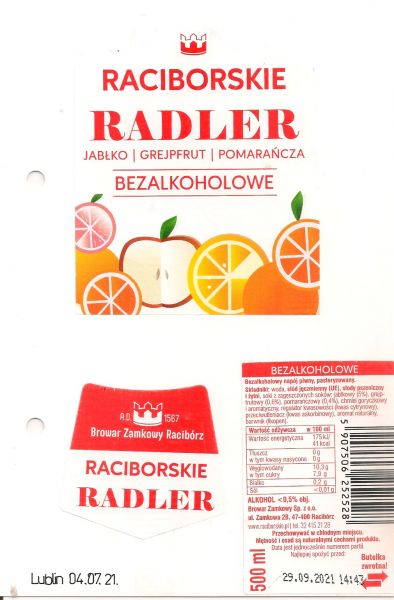 Raciborskie Radler Jabłko Grejpfrut Pomarańcza