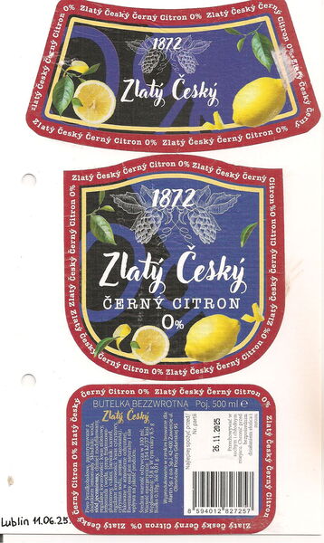 Zlaty Cesky Cerny Citron 0%